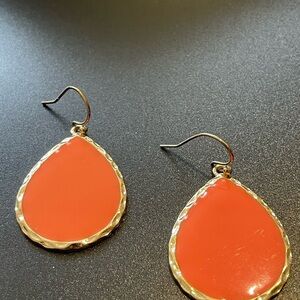 Elegant Gold and Orange Teardrop Earrings